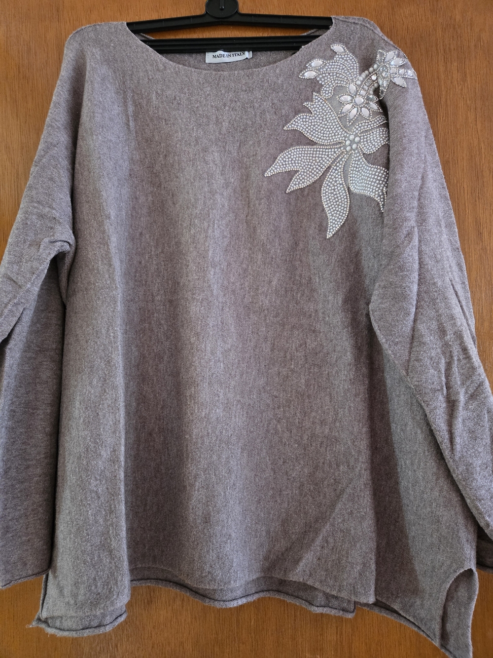 Madeleine Taupe Floral Appliqué Sweatshirt